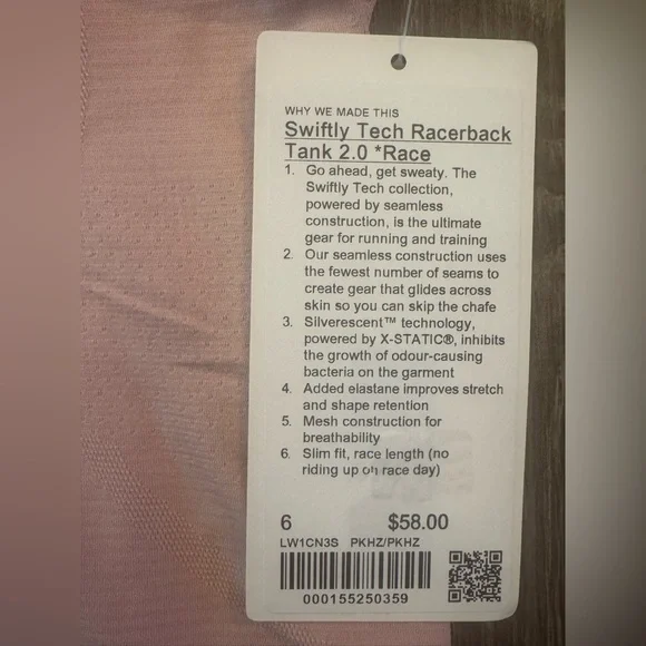 New Lululemon Swiftly Tech Cropped Racerback Tank Top. Pink Haze. Size 6. - Picture 15 of 16